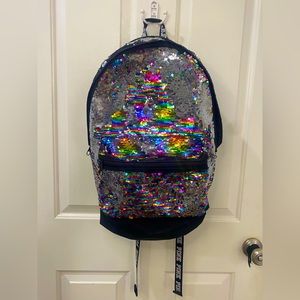 Campus style 3 Compartment Large Backpack. Flippable sequins